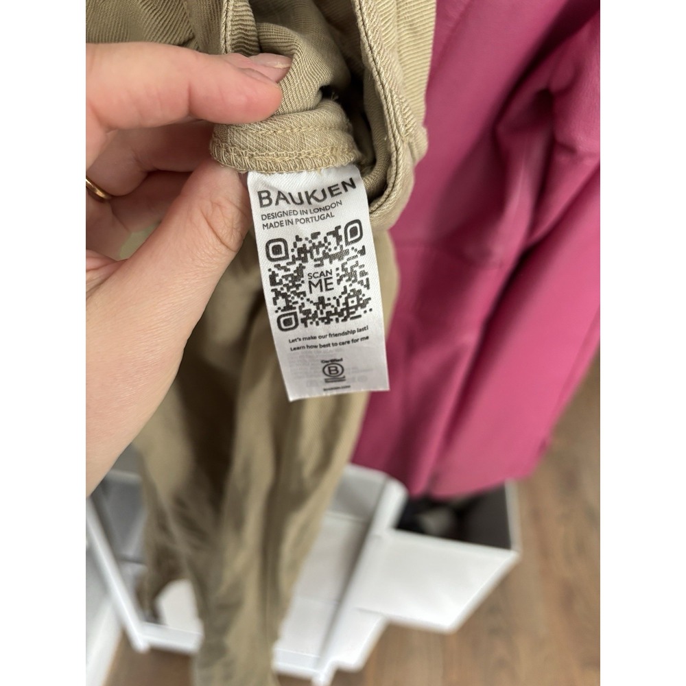 Baukjen Lianne Trousers Women's Khaki Tencel Linen Pleated Relaxed Leg Sz‎ UK 10 - Picture 10 of 11